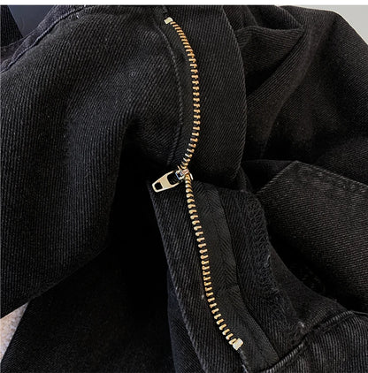 Plus Size Women’s Casual Jeans – Classic Black & Blue Washed Denim for Spring & Autumn, Comfortable & Versatile