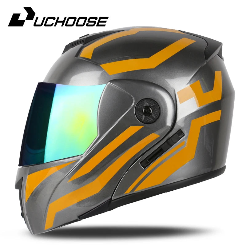 New Full Face Motorcycle Helmet – Racing Helmet with Double Sun Visor & Flip-Up Double Lens for Men & Women, DOT Certified
