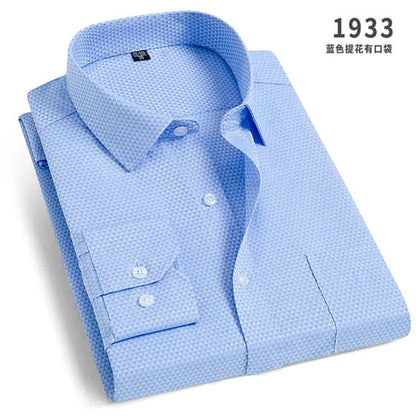 Men's Striped Long Sleeve Shirt - Slim Fit Wrinkle-Resistant Business Casual Shirt for Spring