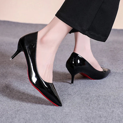 Pointed Toe Patent Leather High Heels - Sexy Stiletto Pumps for Women Party Dress Work and Classic Black Fashion Shoes