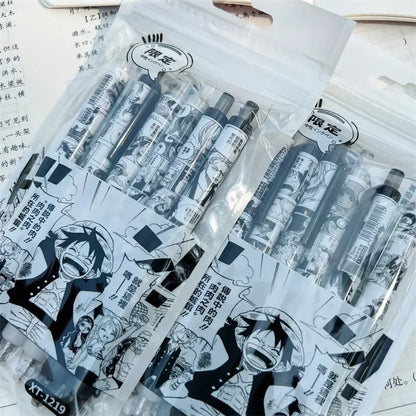6Pcs ONE PIECE Anime Gel Pens – Luffy, Zoro, Sanji, Nami, Usopp, Robi 0.5mm Stationery for School & Gifts