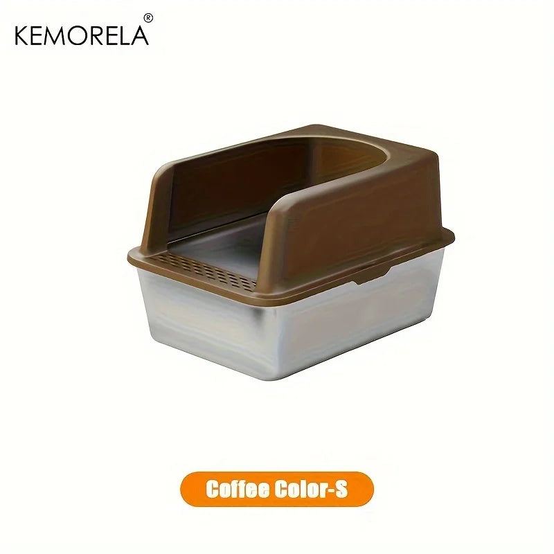 XL 60/50cm Stainless Steel Cat Litter Box with Lid – High Side, Odor-Resistant Large Litter Box for All Cat Sizes