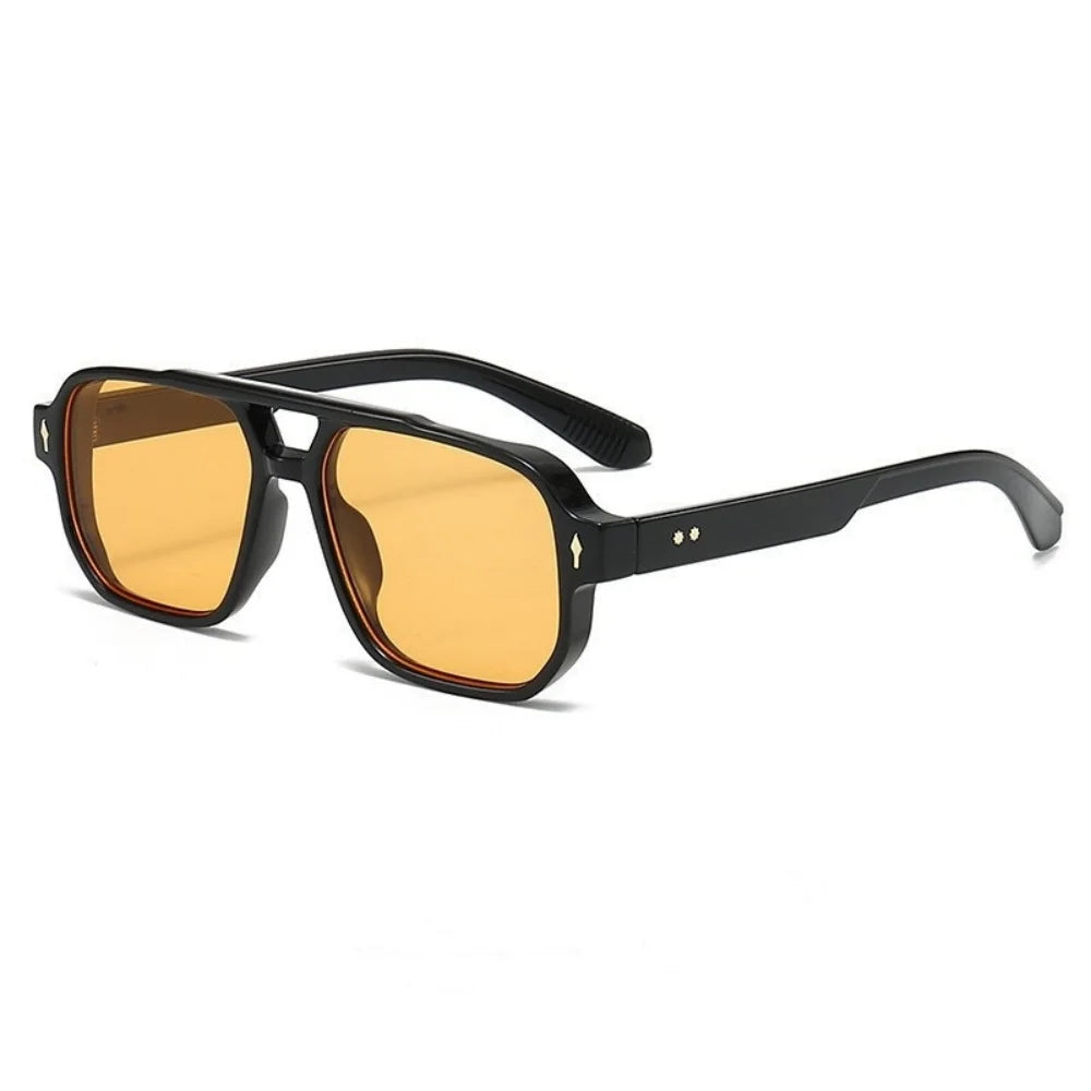 Retro Double Bridge Square Sunglasses — Luxury Fashion Rivet Design UV400 Shades for Men & Women