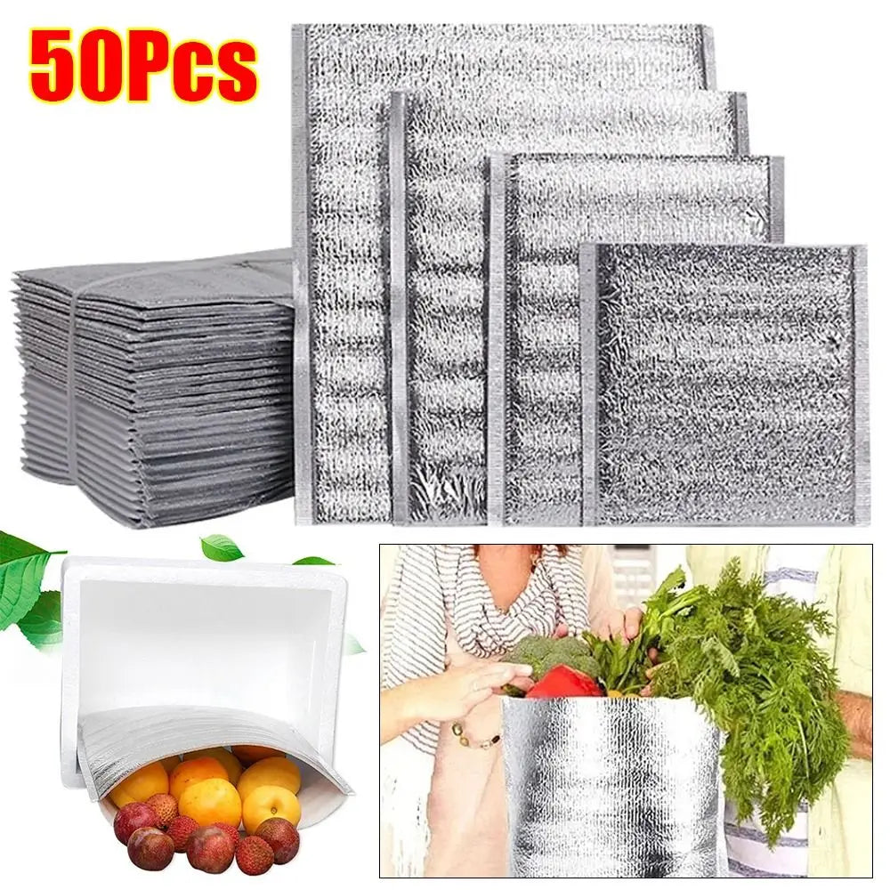 Aluminum Foil Insulated Cooler Bag – Folding Thermal Food & Drink Carrier for Picnic, Delivery & Portable Storage