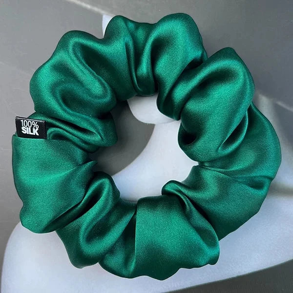100% Mulberry Silk Hair Scrunchies – 19 Momme Elastic Hair Ties for Women & Girls, Large Soft Ponytail Holders Luxury Hair Accessories