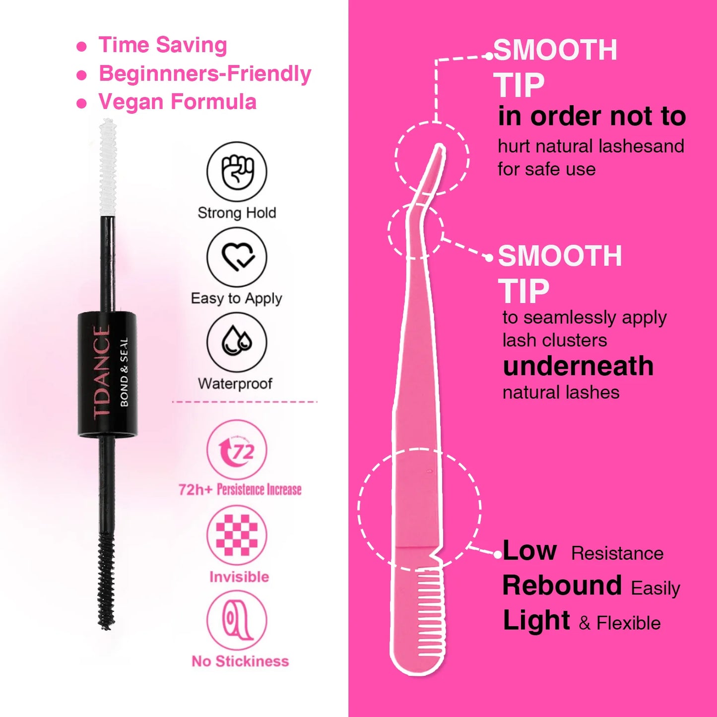 TDANCE 280PCS DIY Lash Extension Kit – Mix Clusters (30D/40D) with Bond, Seal & Remover for At-Home Application