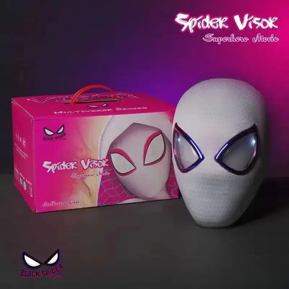 1:1 Miles Morales Spider-Man Mask with Movable Eyes – Electric Ring Control Gwen Style Cosplay Helmet for Halloween Costume and Collectible Gift Toy