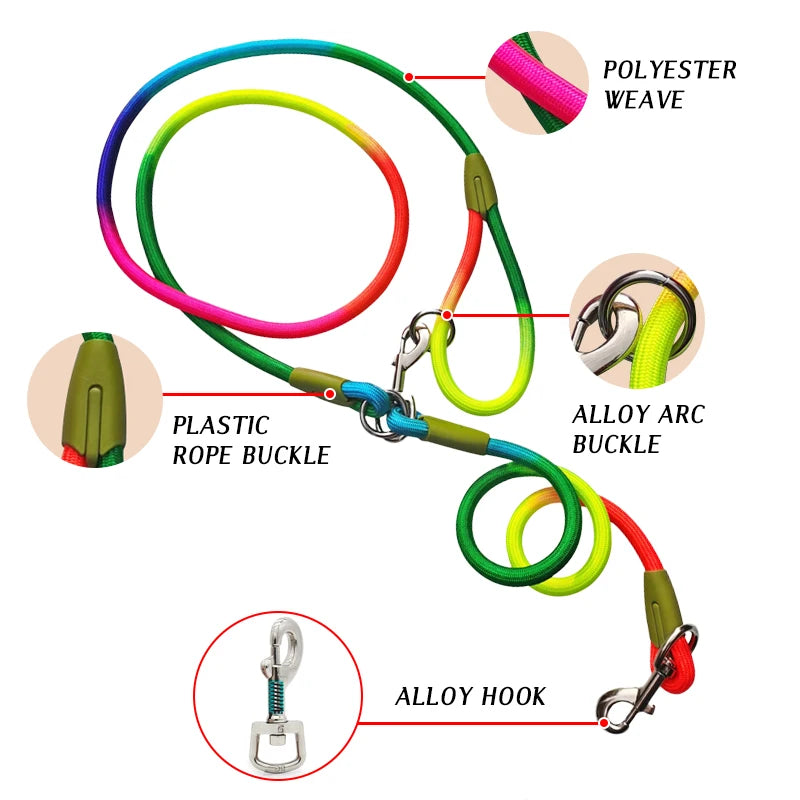 CWAYI KENNEL Reflective Nylon Dog Leashes: Hands-Free Running Traction Rope for Small to Large Dogs - Pet Chain Leads