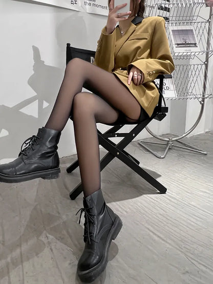 Warm Fleece-Lined Thermal Tights - Women's Winter Pantyhose, Sexy Translucent Slim Thick Elastic Velvet Stockings