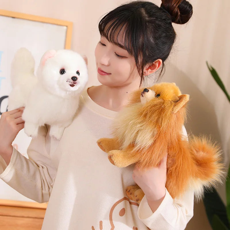 Realistic Pomeranian Plush Toy - Cute Soft Stuffed Puppy for Kids, Girls, Xmas Gifts & Home Decor