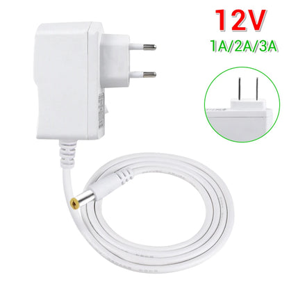 12V DC Power Supply Adapter - AC 100-240V to DC 12V 1A/2A/3A LED Driver with EU, US, UK & AU Plugs