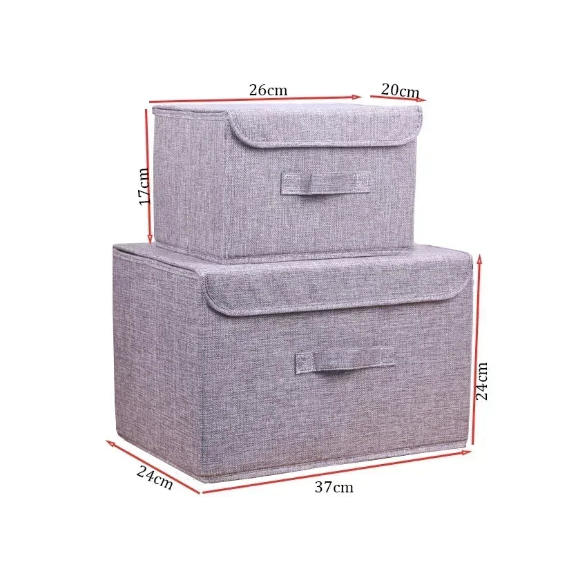 Washable Cotton Linen Folding Storage Box – CD, Toy & Laundry Organizer with Lid