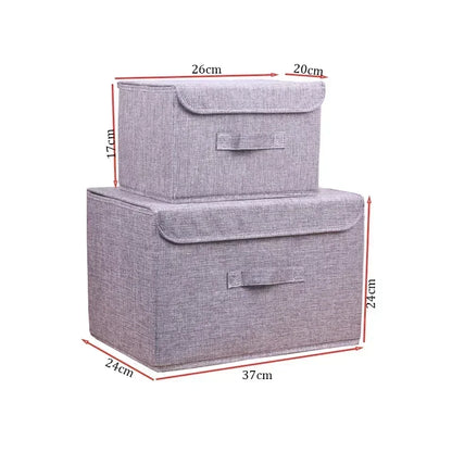 Washable Cotton Linen Folding Storage Box – CD, Toy & Laundry Organizer with Lid