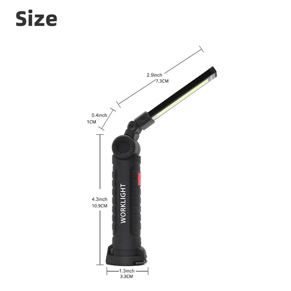 Rechargeable Camping LED Flashlight Work Light: IP64 Waterproof with Magnet and Hook - 5 Lighting Modes for Night Work