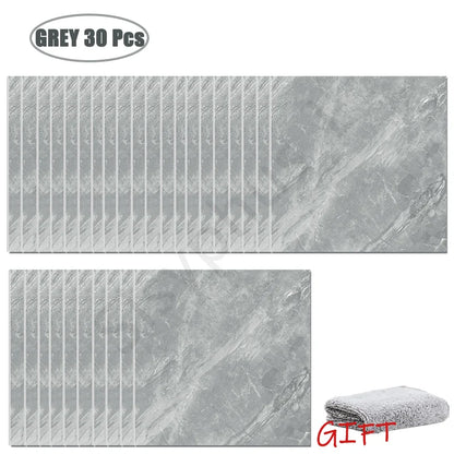 10-50Pcs PVC Marble Wall Stickers — Self-Adhesive Thickened Waterproof Tile Stickers for Bathroom Kitchen Floor Home Decor