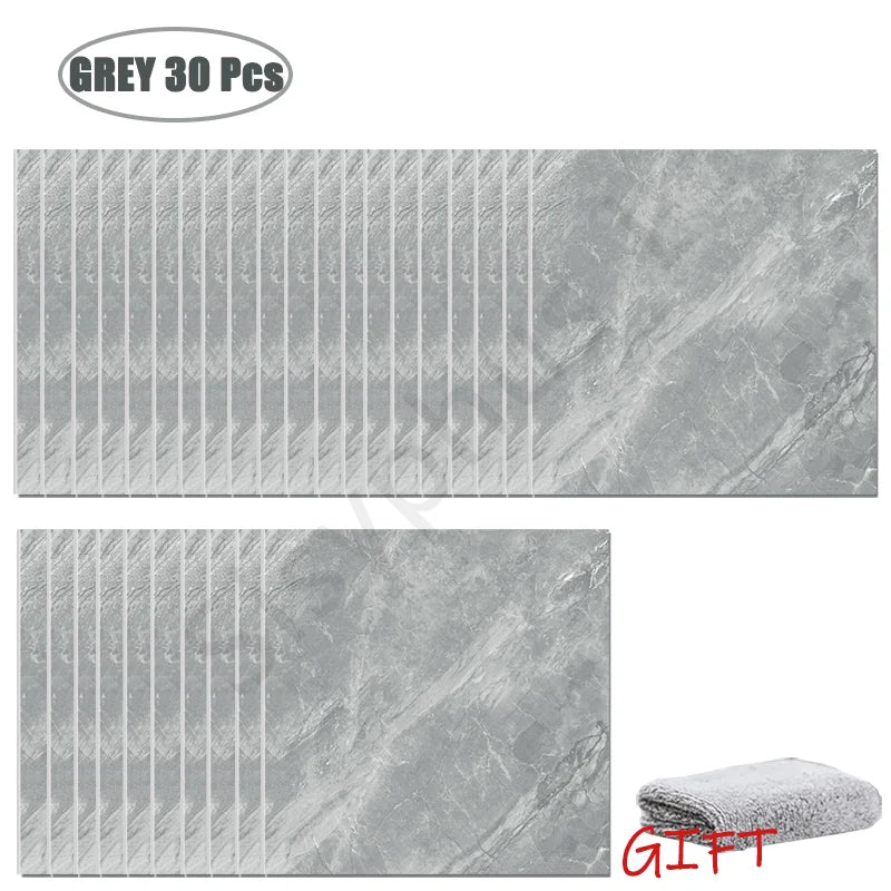 PVC Marble Wall & Floor Stickers - Waterproof Self-Adhesive Tile Decor for Kitchen & Bathroom