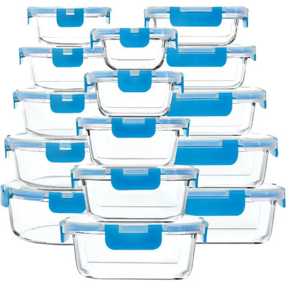 30-Piece Glass Food Storage Container Set — Airtight Meal Prep Containers with Upgraded Snap-Lock Lids, Oven Safe