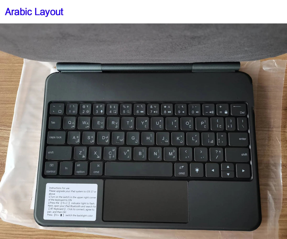 Backlit Magic Keyboard Case for iPad Pro 11/13" (2024 M4) & iPad Air M2 – Smart Folio Cover