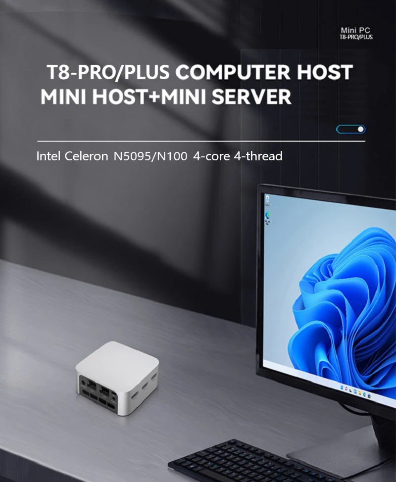 FIREBAT T8 Pro Plus Mini PC — Intel Celeron N5095/N100 Desktop, 8GB/16GB RAM, 256GB/512GB Storage, DDR4/DDR5, WiFi5 & BT4.2 Gaming Computer