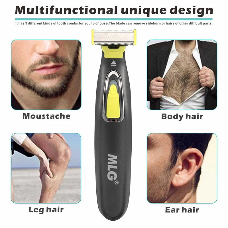 MLG Portable Electric Shaver for Men & Women – Full Body USB Trimmer with T-Shaped Blade, Washable Razor