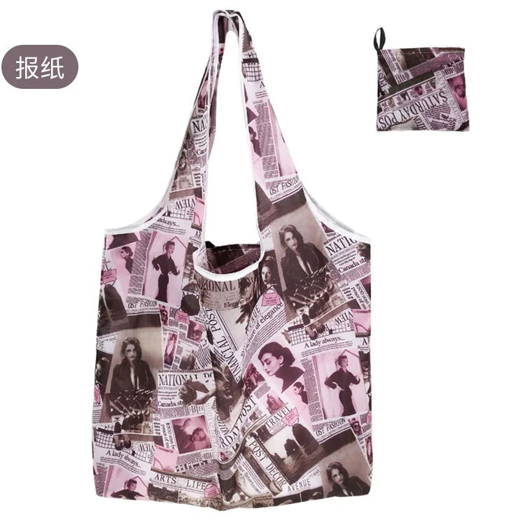 Large Foldable Reusable Shopping Tote Bag – Eco-Friendly Grocery & Beach Storage Shoulder Bag, Multi-Purpose Carry Pouch