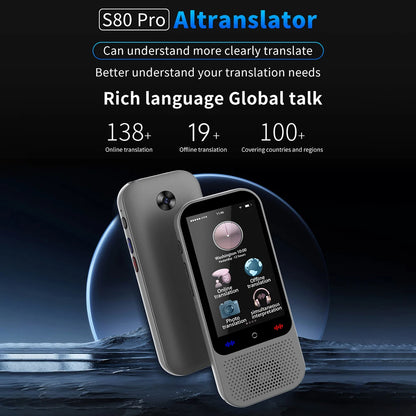 S80 Pro Portable Language Translator Device - 138 Languages, Voice & Offline Translation, ChatGPT Function
