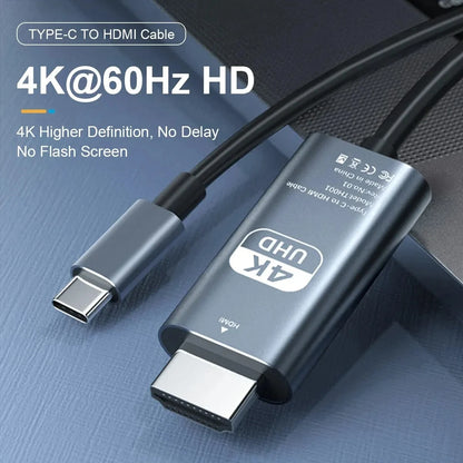 2M USB-C to HDTV 4K Video Conversion Cable - Braided Screen Mirroring Cable for TV and Computer