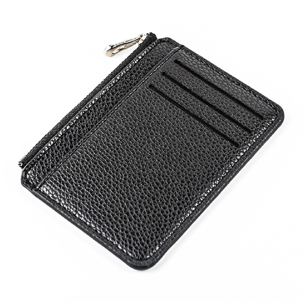 Mini Slim Zipper Card Wallet for Men — Portable Ultra-Thin Black Purse for ID, Bank & Credit Cards