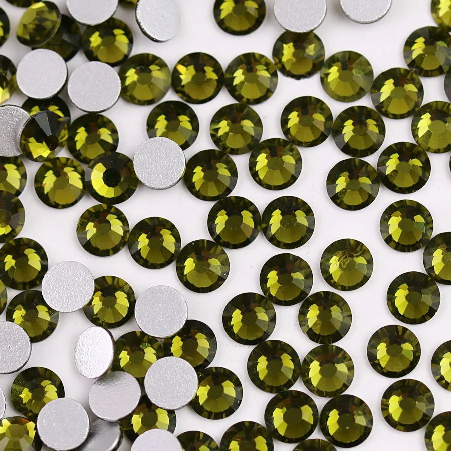 Glass Crystal Flatback Rhinestones Set SS6–SS30 – Non-Hotfix Round Glue-On Gems for Nail Art, DIY Crafts & Jewelry Decoration