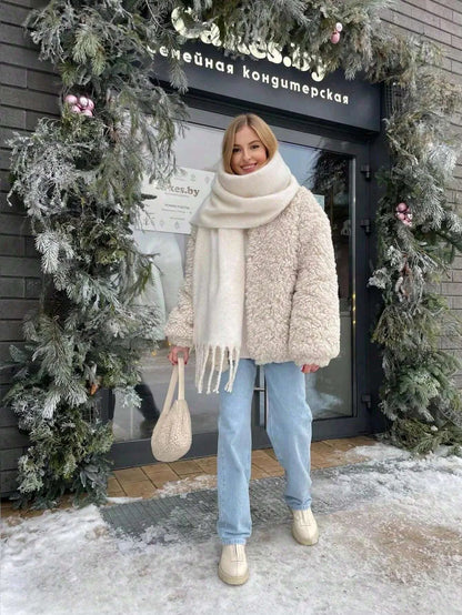 Luxury Women’s Winter Scarf – Cashmere Pashmina Shawl Wrap, Thick Soft Solid Tassel Scarf Long Stole