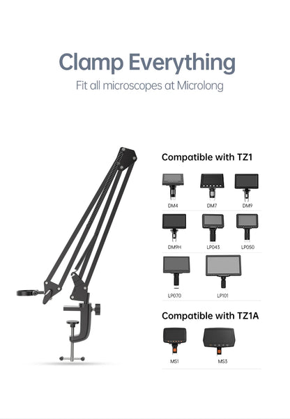 RIEVBCAU Flexible Microscope Arm Stand – Adjustable Metal Bracket, Coin Microscope Mount for DM4, DM7, DM9, MS1, MS3