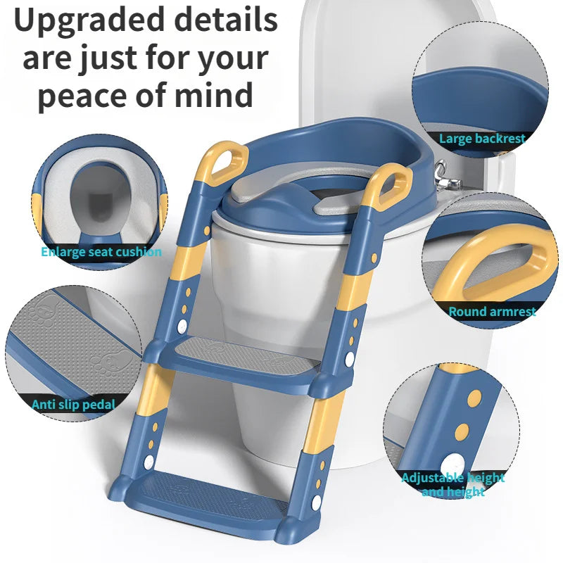 Children's Toilet Seat & Step Stool – Folding Toilet Ring with Stairway for Boys & Girls