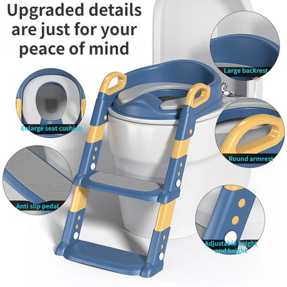 Children's Toilet Seat & Step Stool – Folding Toilet Ring with Stairway for Boys & Girls