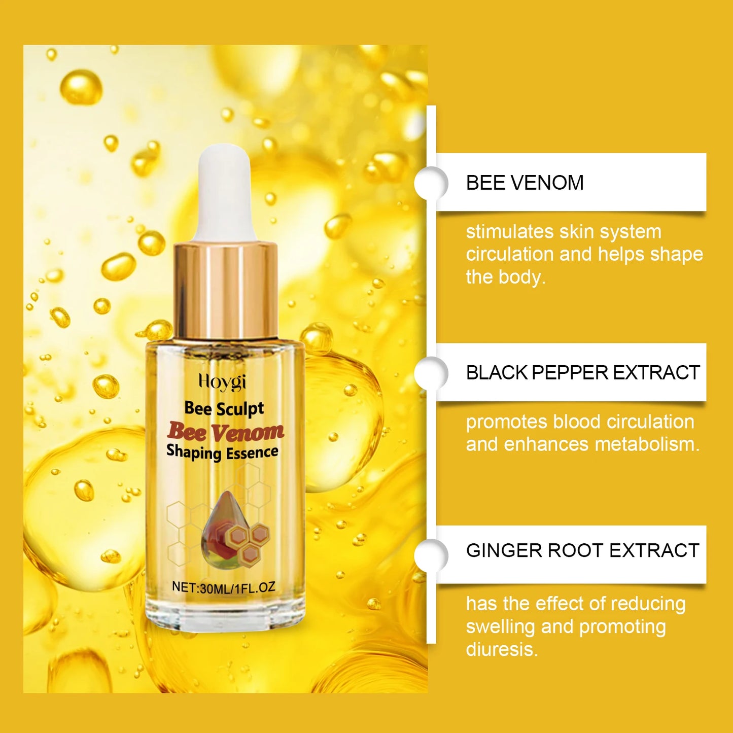 Bee Venom Shaping & Firming Body Oil – Anti-Cellulite Fat Burning Massage for Weight Loss