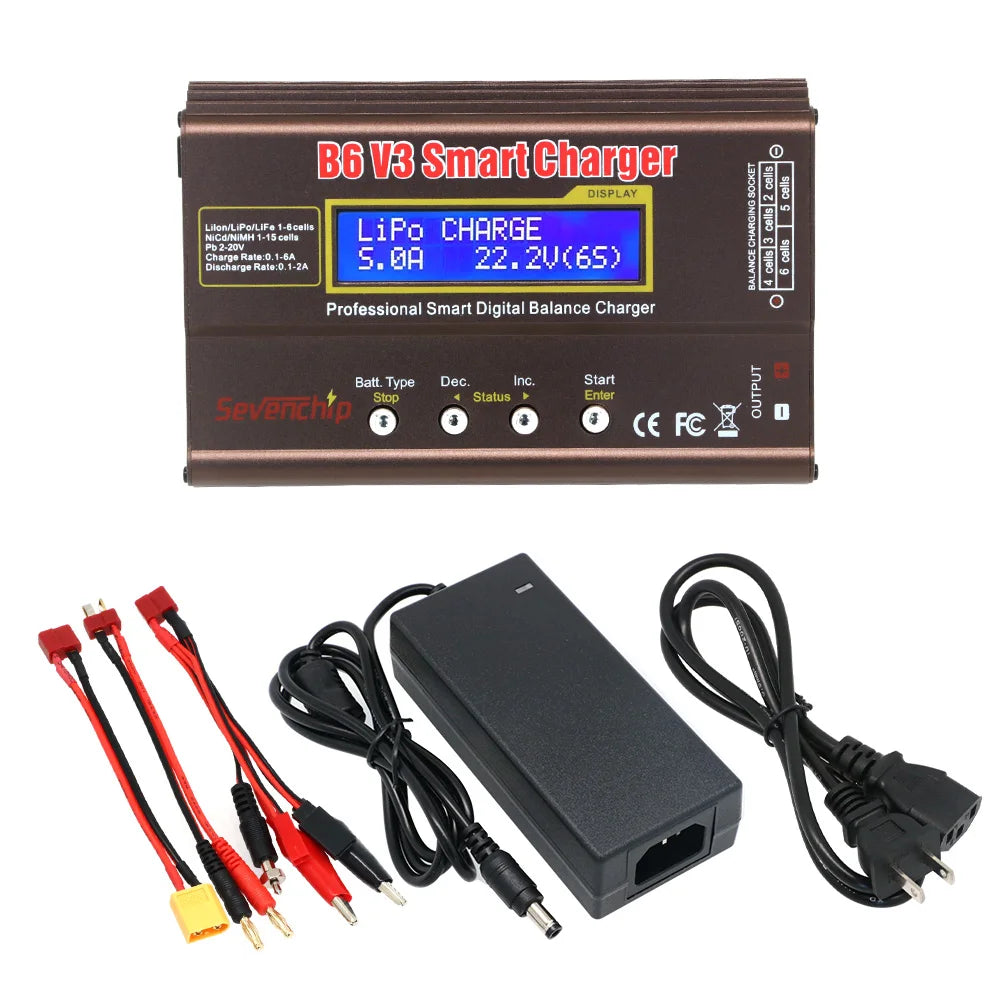 iMAX B6 V3 80W 6A Battery Charger – LiHv, Lipo, NiMh, Li-ion, Ni-Cd Digital RC Charger with 12V 5A Adapter