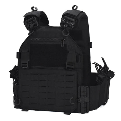 New Combat Vest 6094 – Lightweight Quick Release Laser Cut Tactical Gear for Hunting, Black Tactical Vest