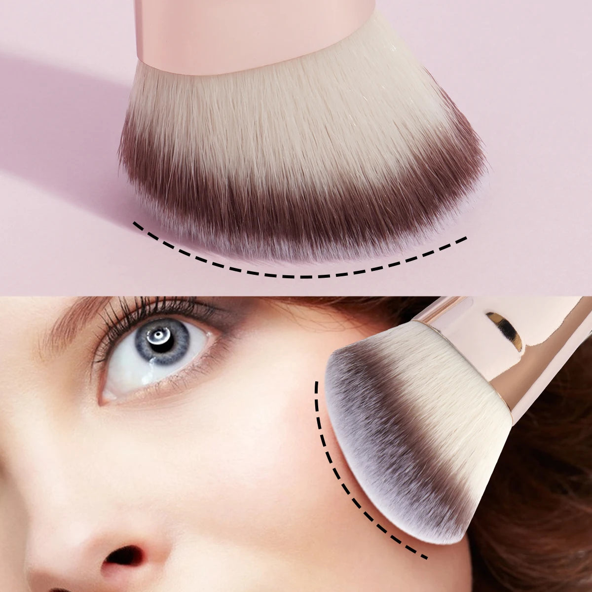 MAANGE 4PCS Basic Makeup Brush Set – Dual-Ended Foundation, Powder, Blush & Eyeshadow Brushes with Travel Box