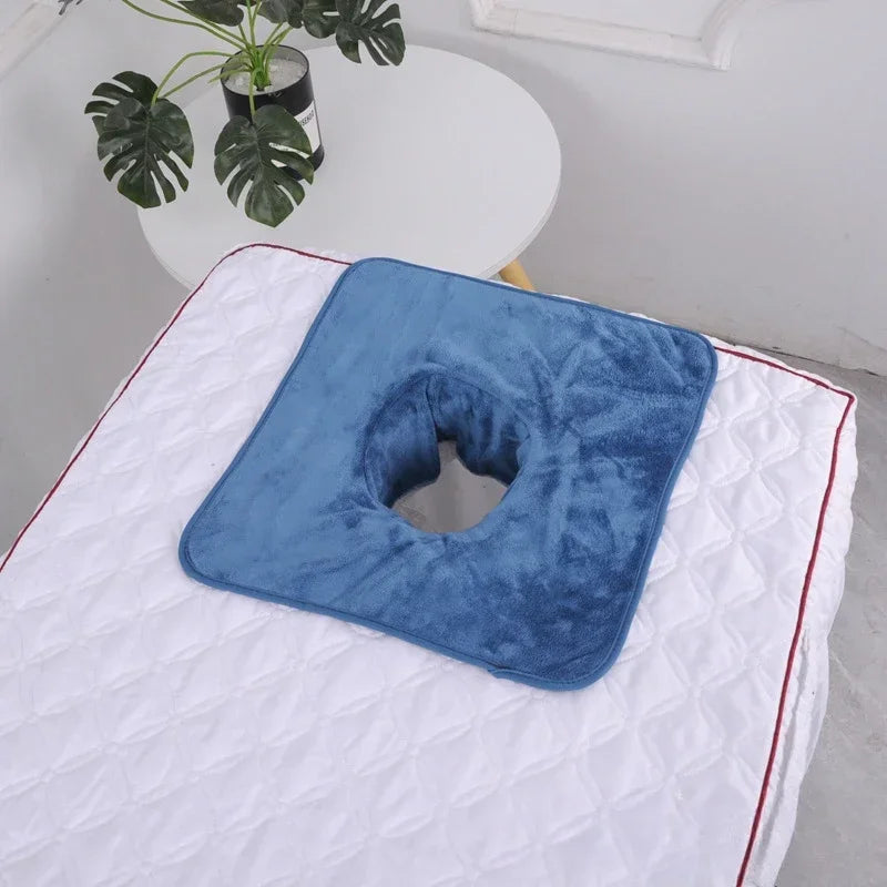 35×35cm Velvet SPA Massage Face Towel – Thickened Table Cover with Face Breath Hole