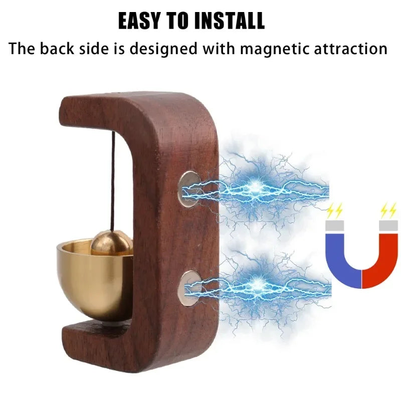 Wireless Doorbell with Solid Wooden Design - Magnetic Brass Wind Chimes, Jingle Bell Pendant for Entrance & Home Decor