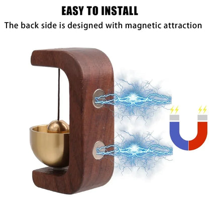 Wireless Doorbell with Solid Wooden Design - Magnetic Brass Wind Chimes, Jingle Bell Pendant for Entrance & Home Decor