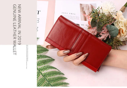 Women's Genuine Leather Clutch Wallet – RFID Blocking Phone Purse with Zipper Pocket