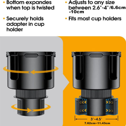 Car Cup Holder Expander : Multipurpose Auto Interior Organizer with Phone Holder - Expandable Storage Accessories for Convenient Organization