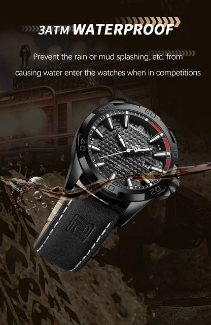 NAVIFORCE Men's Quartz Watch — Fashion Leather Strap Sport Waterproof Wristwatch with Calendar
