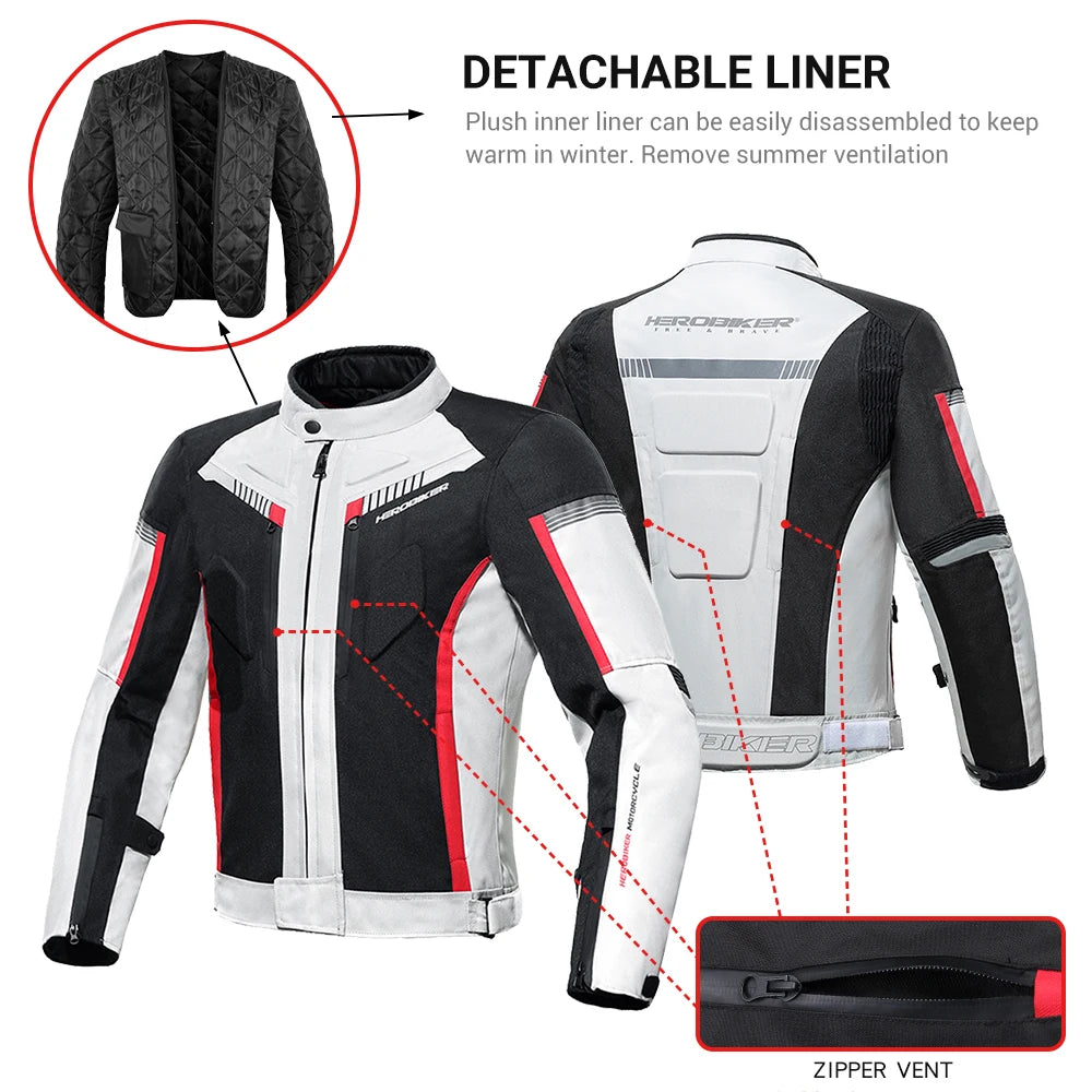 HEROBIKER Waterproof Motorcycle Jacket - Men’s Racing Riding Gear With EVA Protection Moto Pants Clothing Set