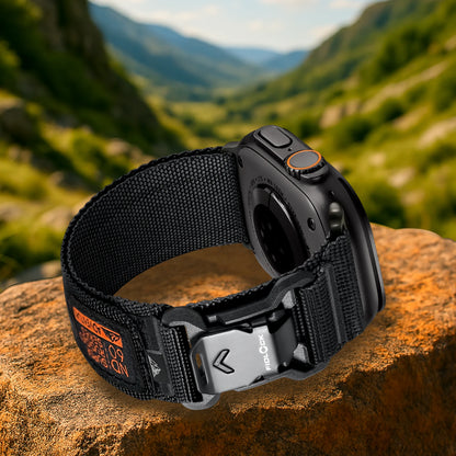 Magnetic Fidlock V-Shaped Buckle Sports Strap — Soft Wide Nylon Band Compatible with All Apple Watch Series