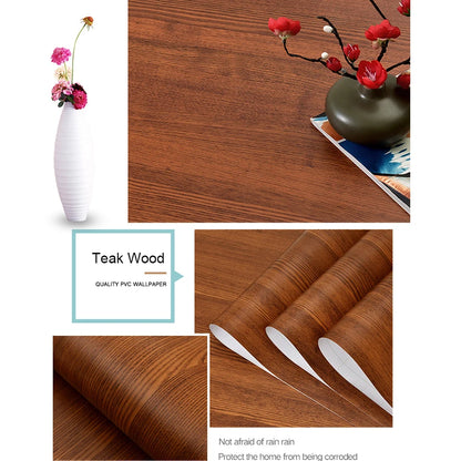 WZF Waterproof Wood Grain Wallpaper Roll - Self Adhesive Vinyl Film for Furniture, Cabinets & DIY Home Decor