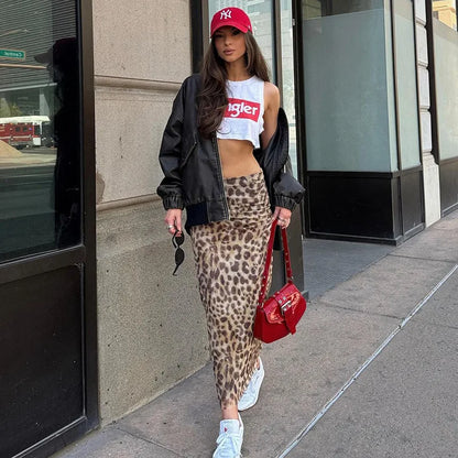 Women’s Tulle Leopard Print Off-Shoulder Top – Summer Casual Bandeau Blouse with Straight-Cut Neckline
