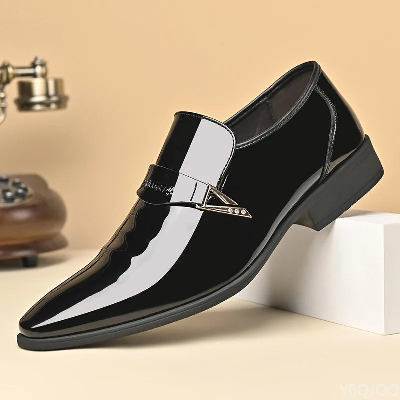 Men’s Pointed Toe Formal Shoes - Comfortable Low-Cut Office Wedding and Daily Dress Shoes for Large Sizes