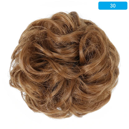 AZQUEEN Messy Bun Hair Extension – Synthetic Curly Wave Chignon Scrunchie, Elastic Band Updo Hairpiece for Women