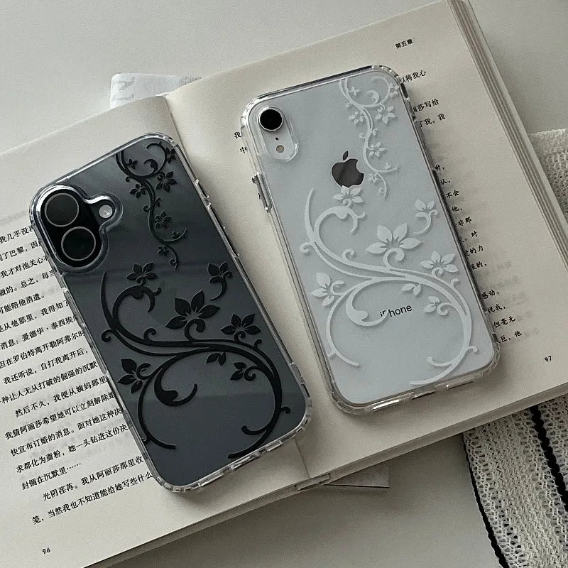 Art Flower Phone Case - Shockproof Transparent Cover for iPhone 17, 16, 15, 14 & More